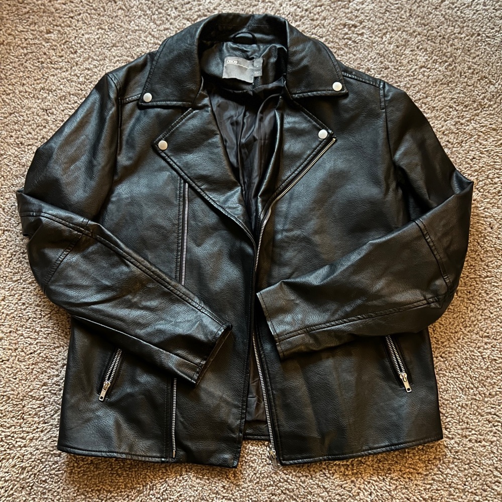 ASOS Faux Black Leather Jacket size Medium